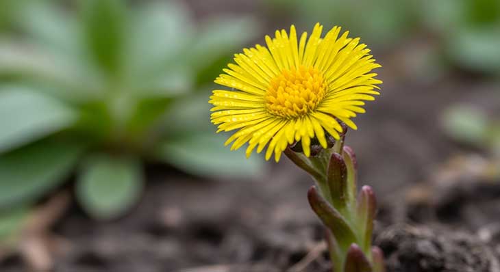 flor amarilla de tusílago