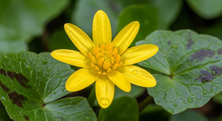 flor amarilla de celidonia menor