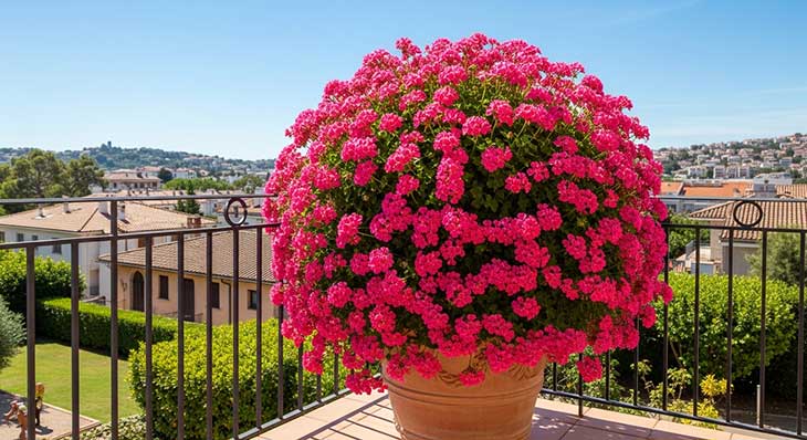 hermoso geranio en una terraza
