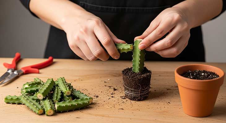 propagando cactus con esquejes