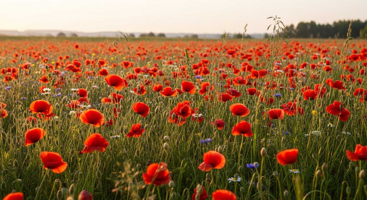 campo de amapolas rojas