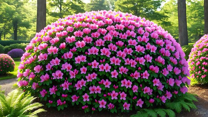 arbusto de azalea de color rosa