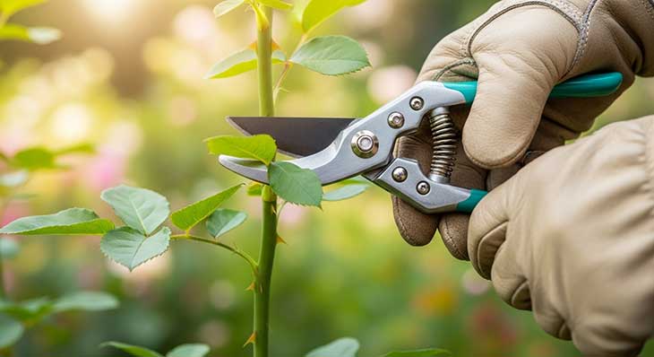 tijeras podando una rama
