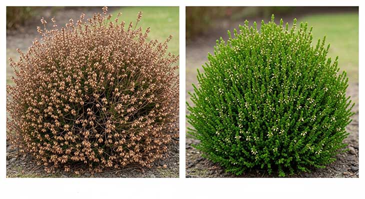 imagen del antes y despues de ser podada la brecina