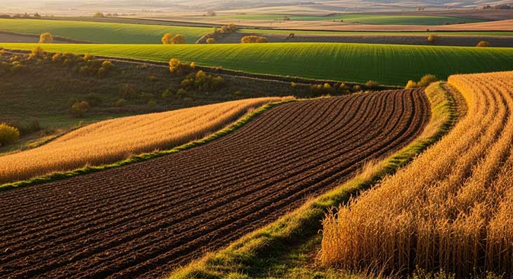 Tipos de barbechos vista de drón