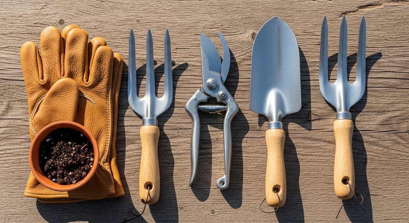 conjunto de herramientas de jardinero