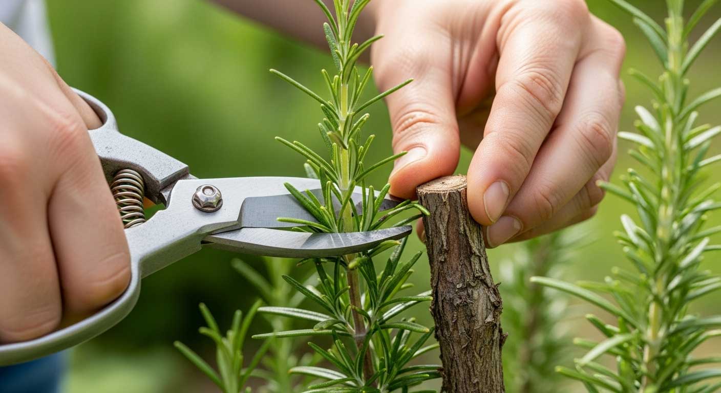 podando ramas del romero