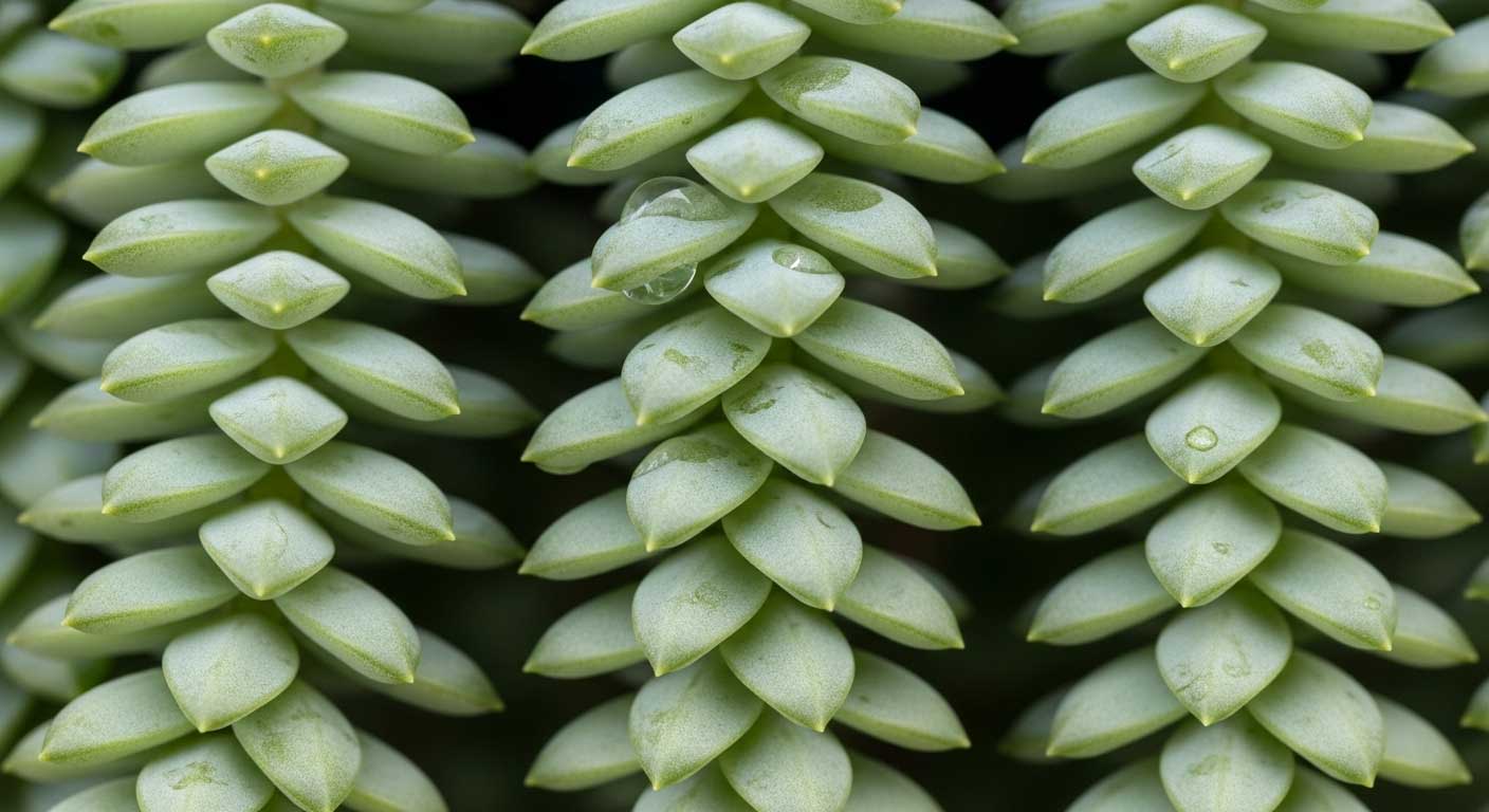 primer plano de las ramas de la planta cola de burro