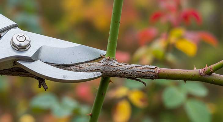 tijeras de podar cortando una rama