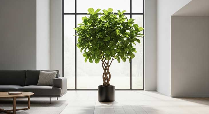 bonita planta en el salon de un ficus benjamina